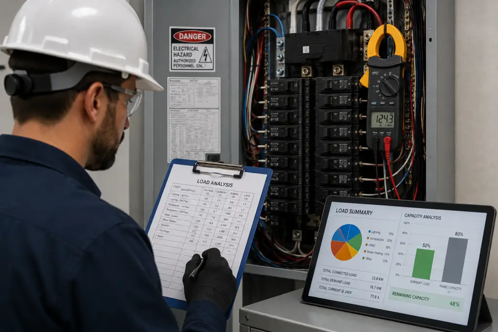 Technician Conducting Electrical Load Analysis